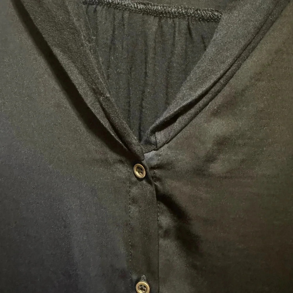 Anthropologie Saturday Sunday Navy Blue Button Up Blouse Tie Front Sz Small - Picture 7 of 14